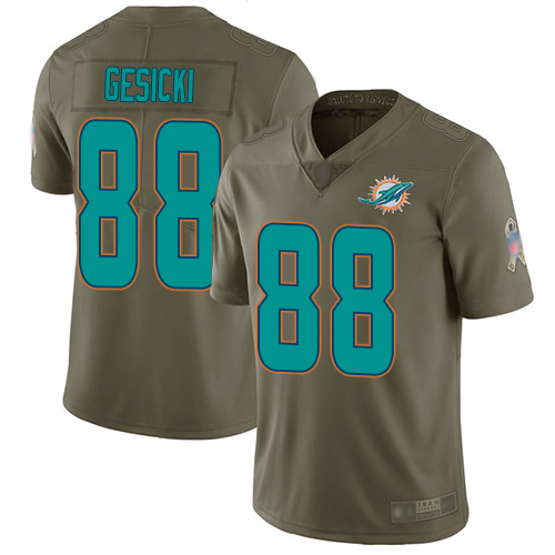 Nike Miami Dolphins #88 Mike Gesicki Olive Men Stitched NFL Limited 2017 Salute To Service Jersey